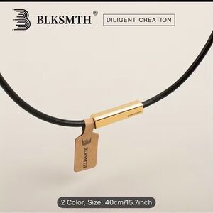 BLKSMTH Gold-Accent Black Leather Cord Necklace